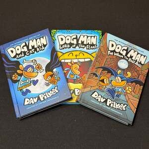3 Hardcover Dog Man Books by Dav Pilkey Graphic Novels